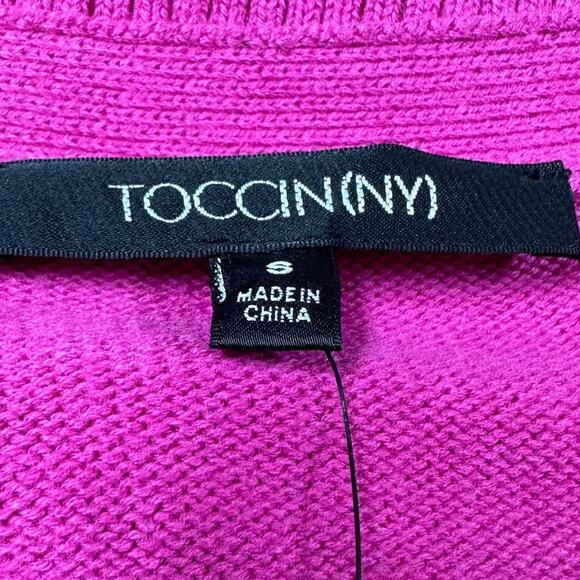TOCCIN NY NWT Felicity Long Sleeve Ribbed Knit Sweater Dress Fuchsia Size Small - Picture 3 of 9